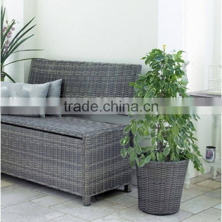 S&D cheap& high quality new style PE blow molding round grey wicker laxury rattan plastic flower pot / planter