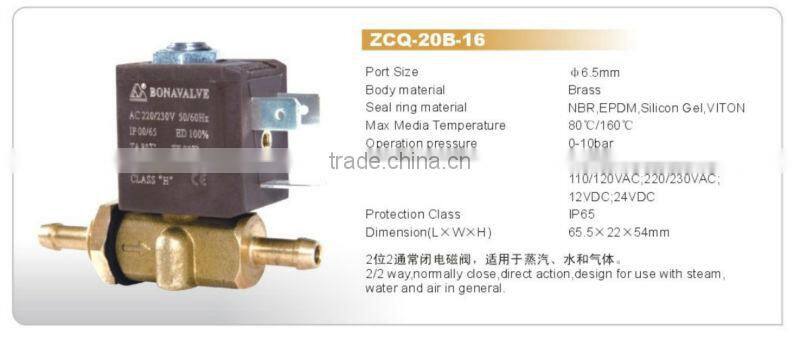 BONA Gas Valve/Air Valve Barbed Port 6.5mm ZCQ-20B-16 Welding Solenoid Valve
