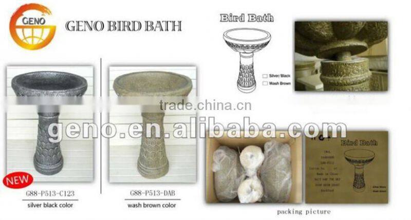 Garden bird bath with sculture