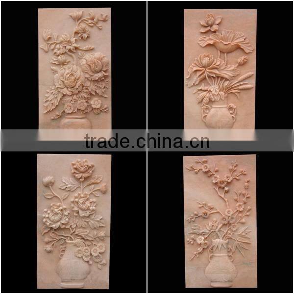 Luxury Marble Flower Relief Carving