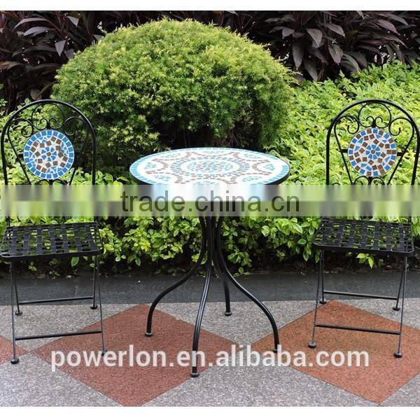 Wedding decoration Mosaic bistro set brown KD table foldable chairs