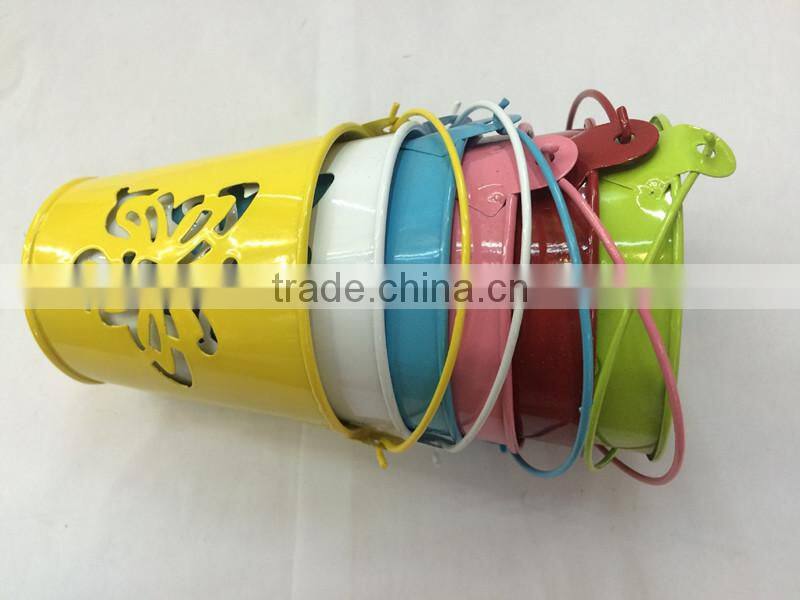 useful home decoration hand painted multi colors white silver metal artificial flower vases