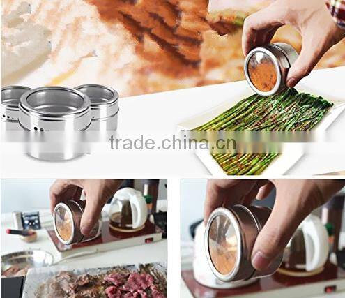 Amazon Hot Selling 9 Pieces Stainless Steel Magnetic Spice Container