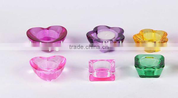 square glass candle plate with spary