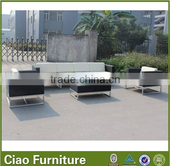 Garden sectional I shape aluminum frame rattan sofa furniture