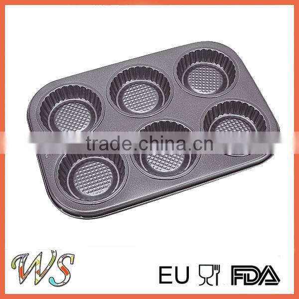 6 Cups Non-stick Carbon Steel Cup Cake Mould