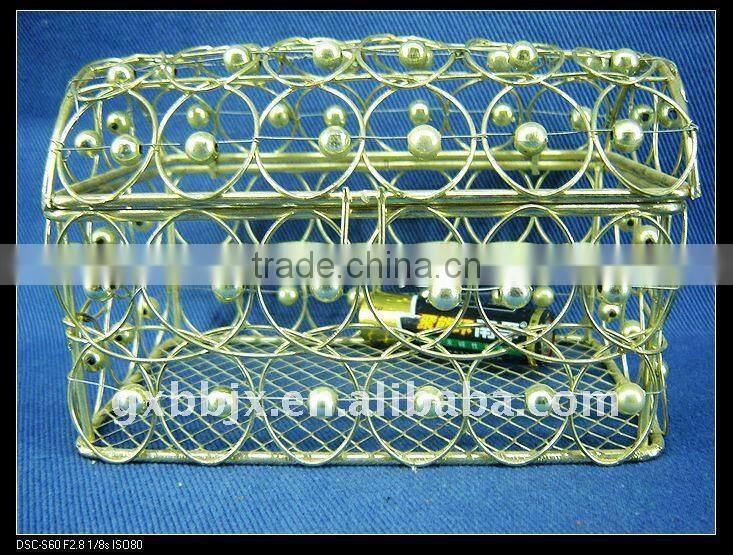 Gold rectangle wire decorative with pearl big box with lid