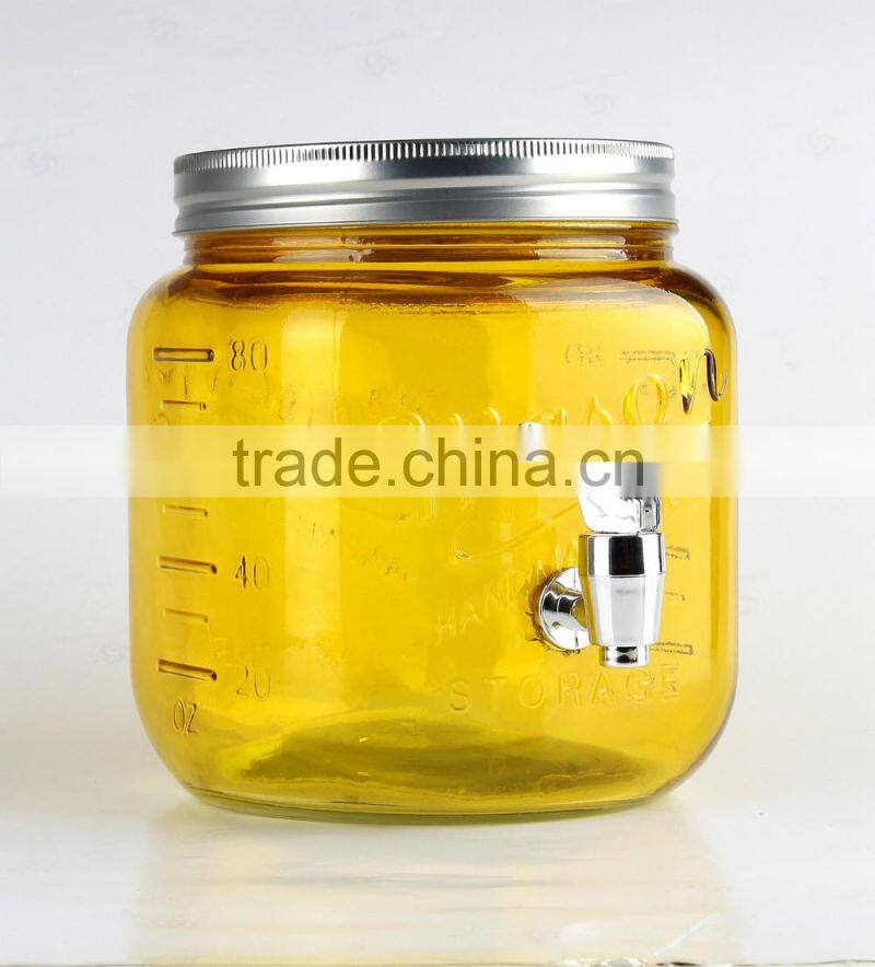 2.5L new style glass dispenser,MASON dispenser