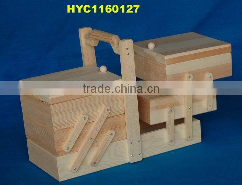 unfinished cheap folding wooden sewing box