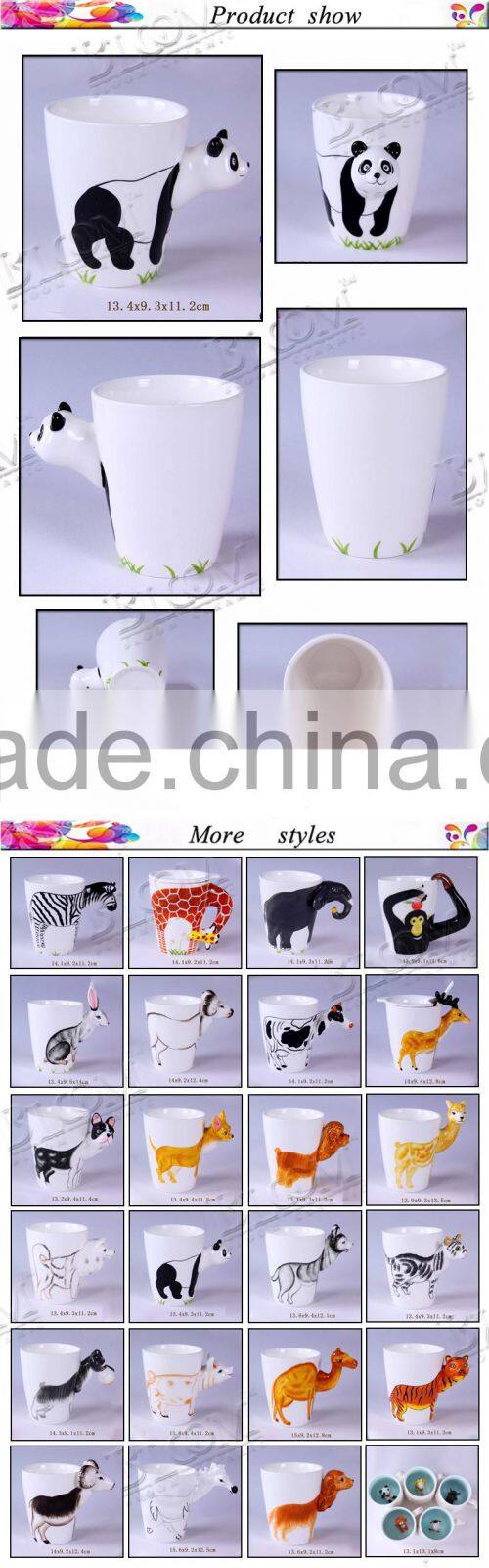 panda desgin custom white ceramic mug factory
