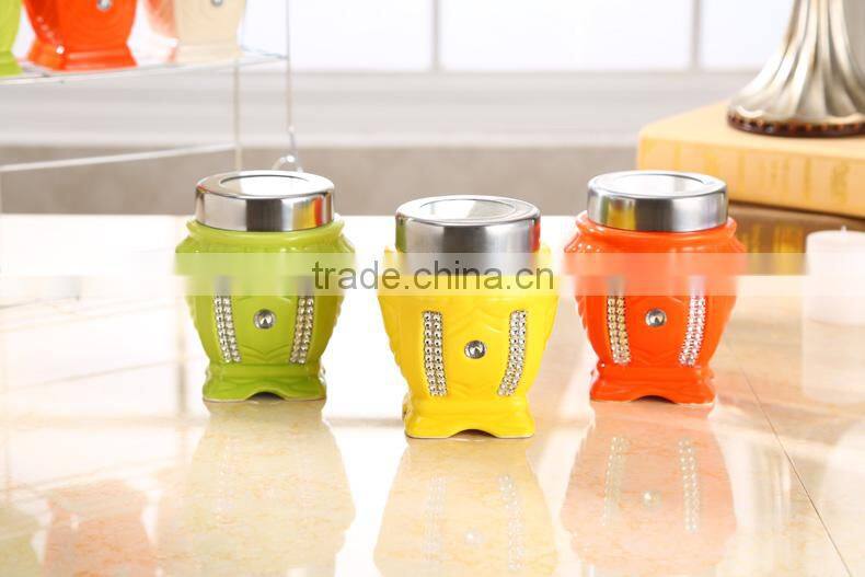 kitchenware ceramic jar with stainless steel stand