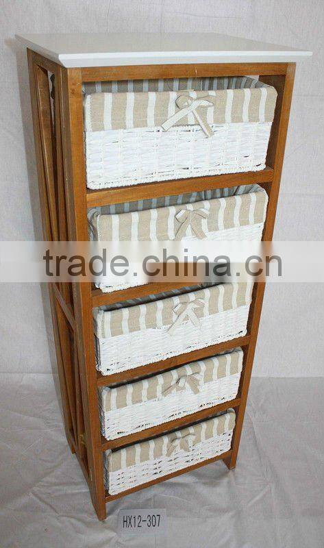 Wooden storage cabinets with 3 wicker Drawers