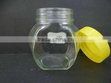 clear storage jar for honey, empty glass bottle