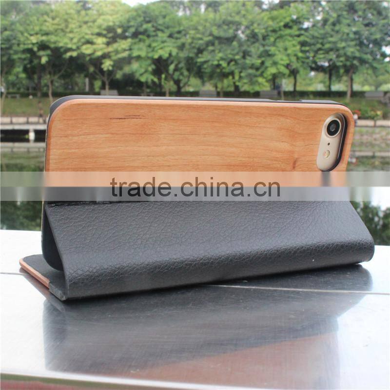 Classical Chinese walnut/bamboo/rosewood/cherry card bumper/pocket cell phone case for Iphone 7
