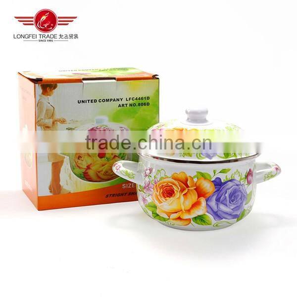 Wholesale full flower design enamel cassrole cast iron enamel stock pot