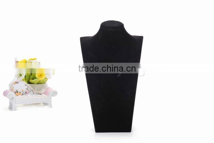 Black velvet wood neck stand jewelry display