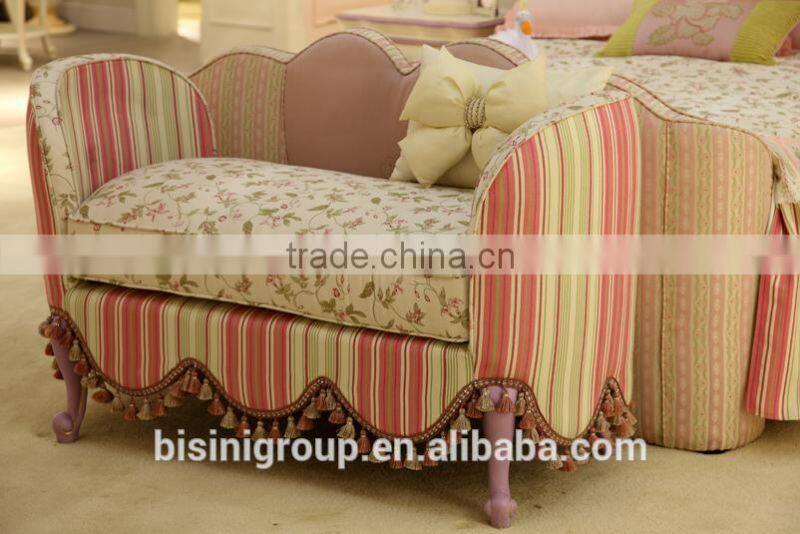 European style classic design kids princess imperial crown cloth art bed in handmade wooden carved design - BF07-70355