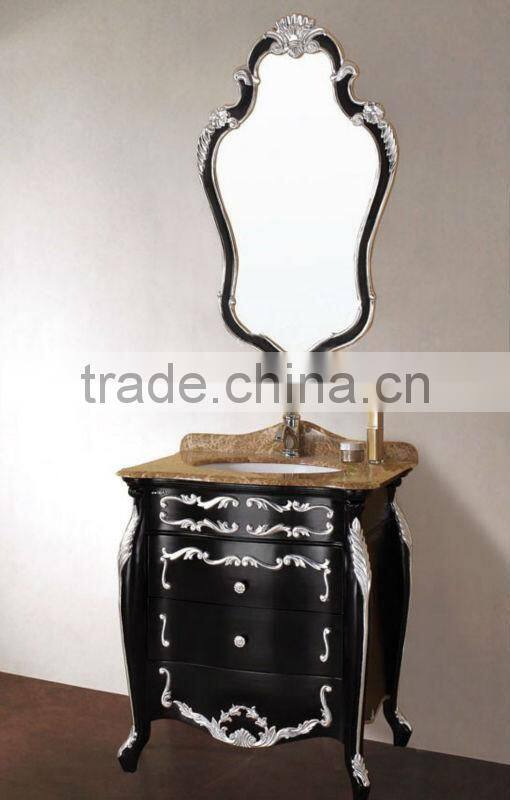 Bisini Black Color Carving Bathroom Furniture set, Bathroom Mirror Cabinet set ;Bathroom Cabinet set;(BF08-4056)