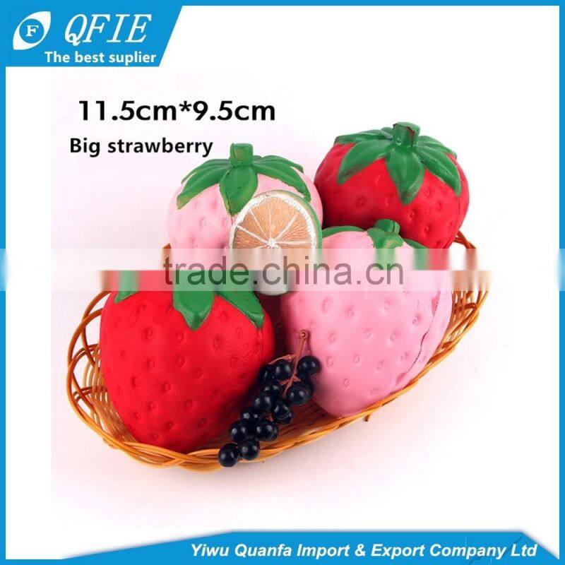 Promotional 11.5CM PU foam big Strawberry Kawaii Jumbo Squishy Slow Rising toy for kids