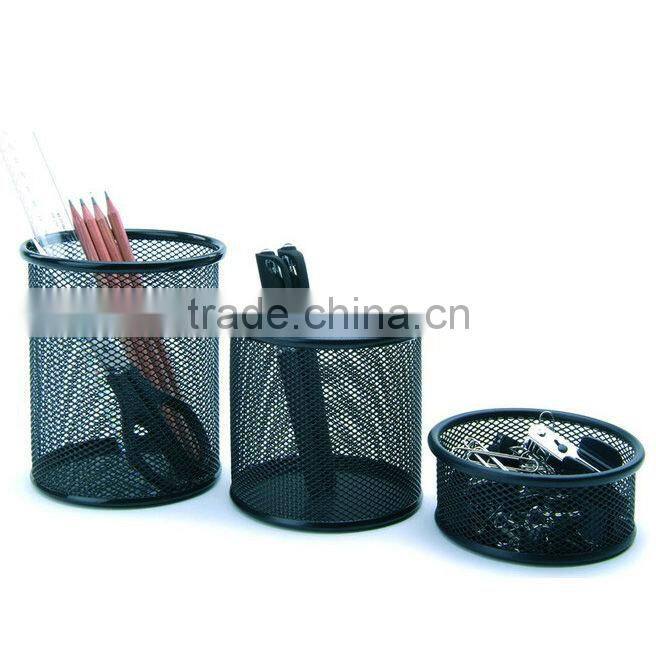 2013 high quality 9.0cm gold color metal round metal pen pot holder