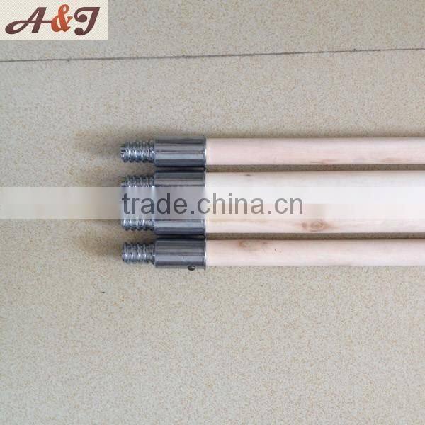 Wood color broom stick with metal screw