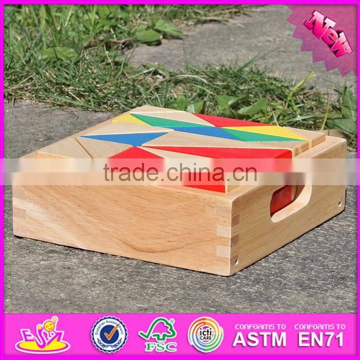 2017 new design 18 pieces educational wooden kids building blocks with box W13A115