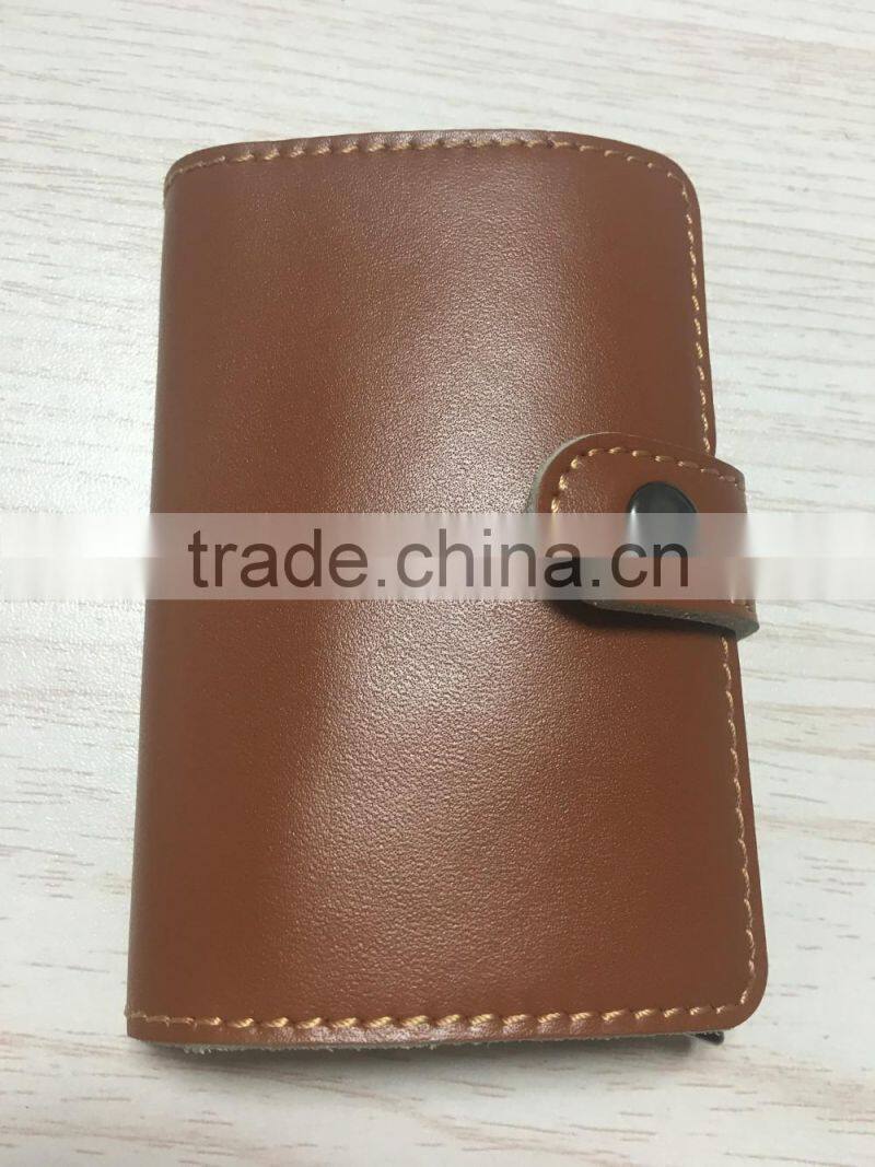 Multi Function Genuine leather/PU Leather & Aluminum Credit Card Holder Slim Metal RFID Protector Wallet