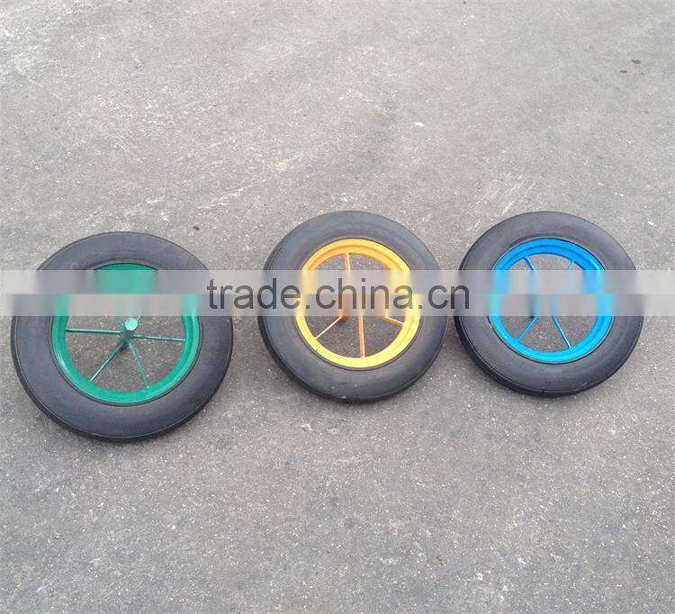 solid rubber powder wb6400 14"x3.5" model wheel with solid axle good quality spoke rim