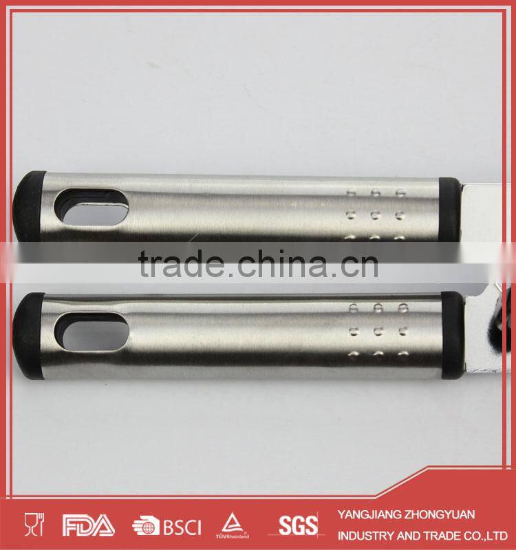 Metal head can opener and bottle opener with stainless steel handle