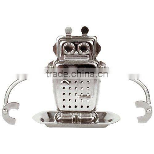WCMY022 304 material Mesh Tea Ball Tea Infuser Tea Strainer Robot Tea Infuser and Drip Tray