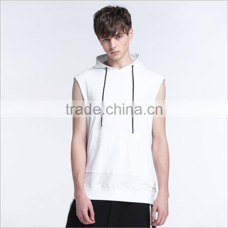 2017 Hot sale style quality custom mens sleeveless hoodie