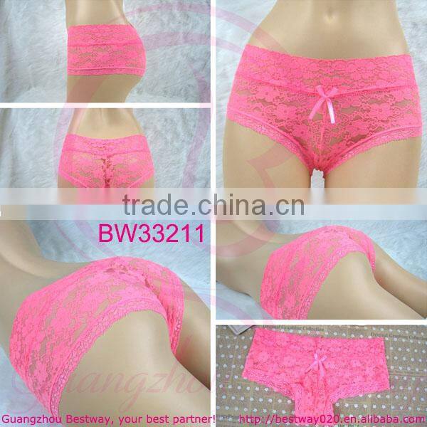 Hot sell very sexy hot transparent soft lace underwear cheap price 3 US sizes for wholesale from Guangzhou Bestway Underwear