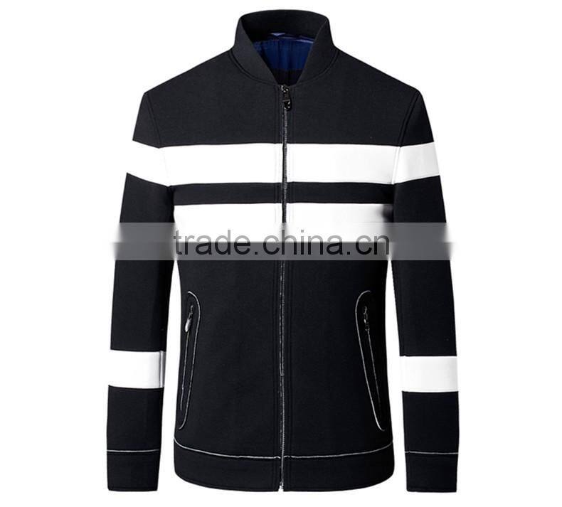 color block fleece men's jacket full zipper up bomber jacket for man