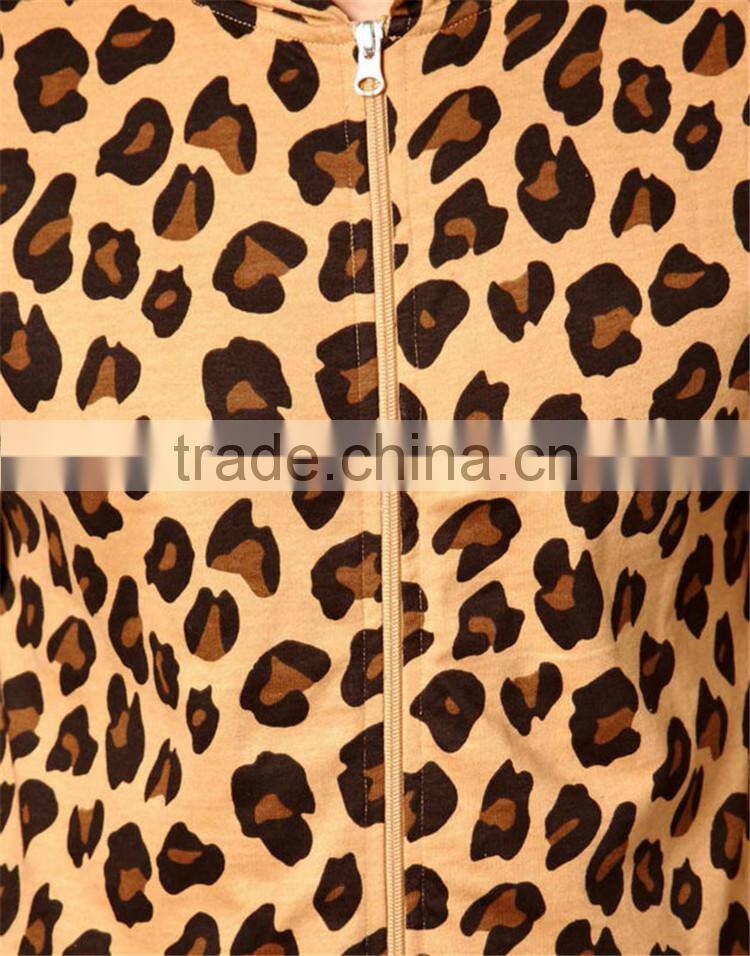 PA0005A adult leopard print wholesale adult onesie pajamas