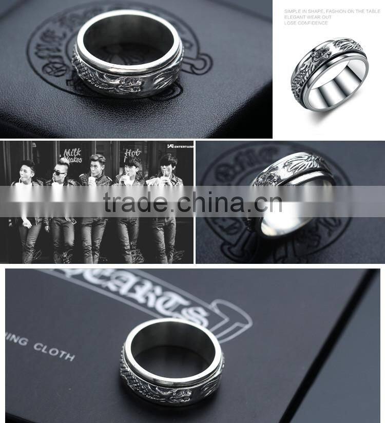 Fancy Chinese dragon design cool punk style brass / 925 sterling silver men's ring