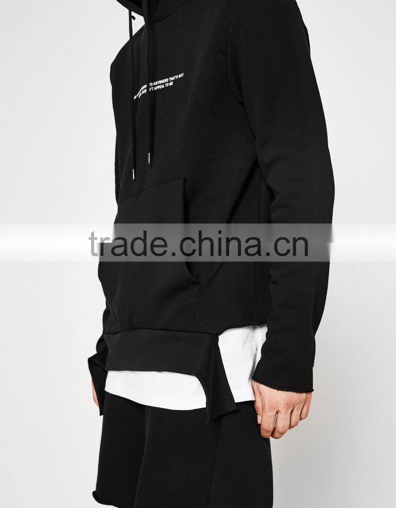 Sweatshirt With Custom Printed Slogan And Hood Mens Pullover Hip Hop Style Sweatshirt 70% Cotton 30% Polyester Main Fabric Hoody