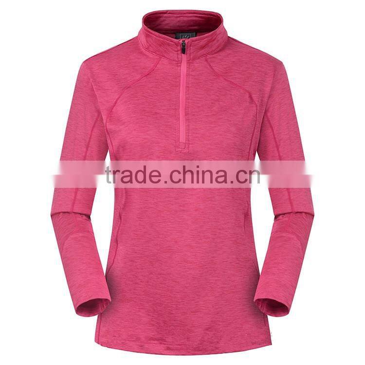 Wholesale Women Half Zip Plain Fitted Dry Fitted Shirts
