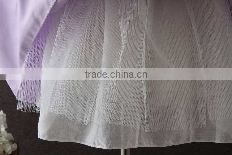 OEM baby girls Lovely Purple Embroidery flower Tassel Party dresses net frock design Tulle Fluffy baby first communion dress