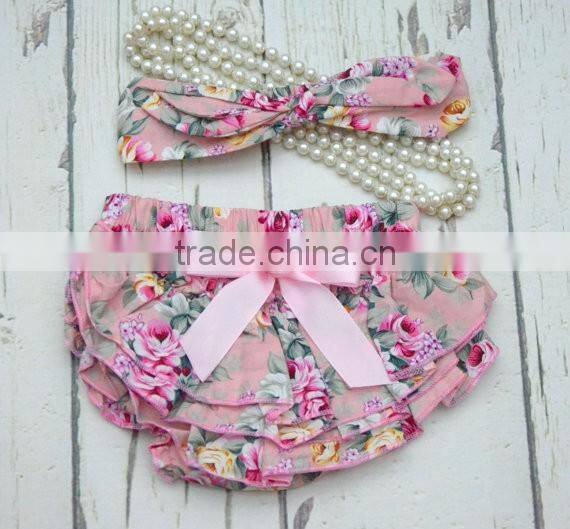 Zebra stripe headband with plain black cotton bloomer set new born baby clothes