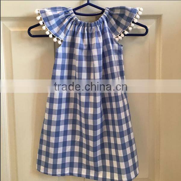 Wholesale Baby Girl Frocks Cotton Dress Gingham Design Girls Birthday Ruffle Dresses Clothing