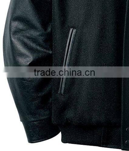 Design Leather Jacket Melton With Bishop Collar Mens