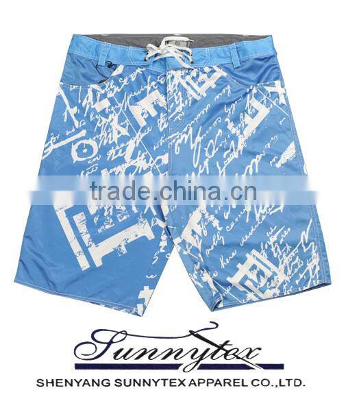 mens beach wear short elastic fabric and string at waistband