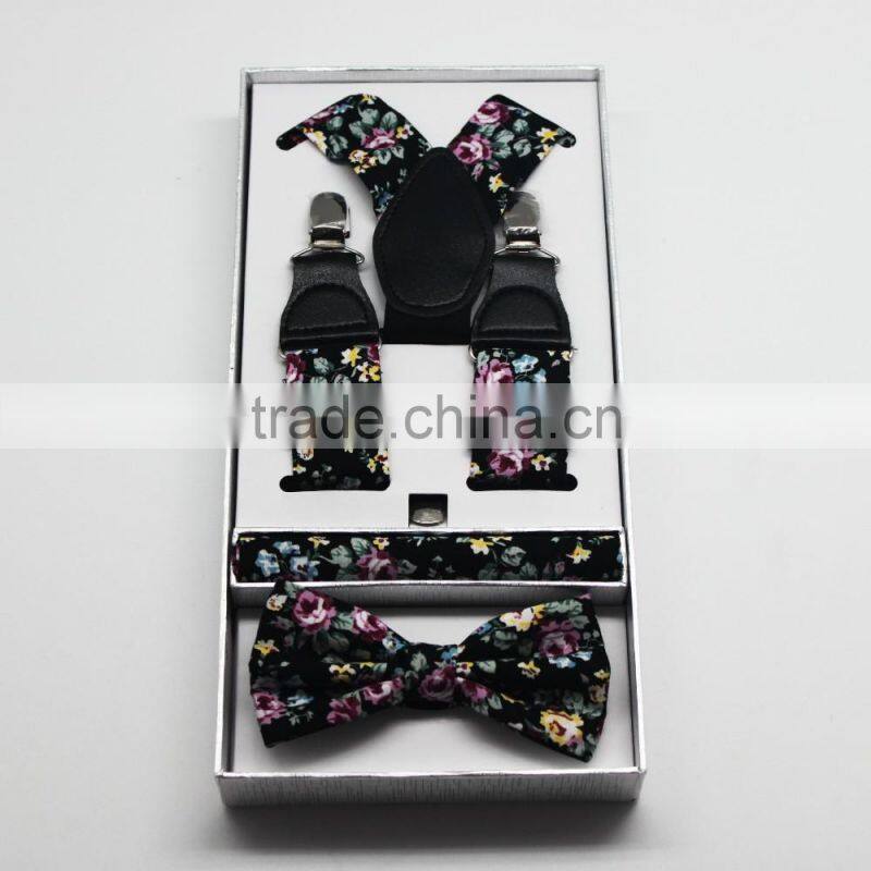 Factory customize best suspenders,hanky and bowties box gift sets