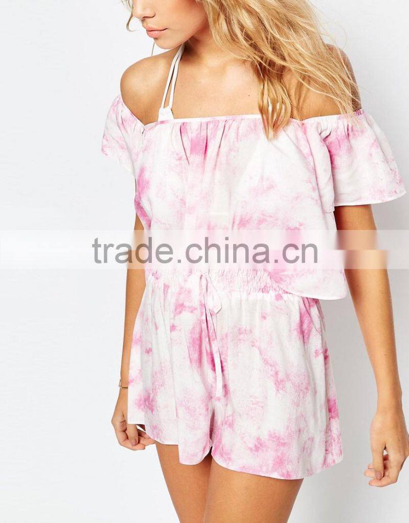 Hot off shoulder design print beach wear women sexy beach wear