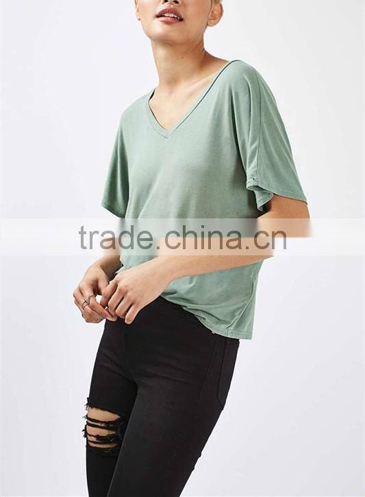 Blank women metallic batwing t-shirt