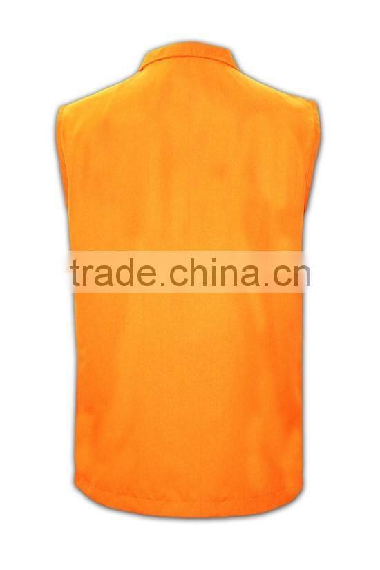 China manufactory high quality plain orange multi pocket work vest