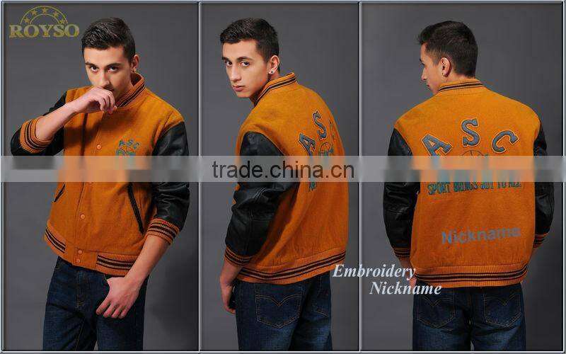 Custom Polyester Varsity Bomber Baseball Team Softshell College Men Leather Jacket for Men