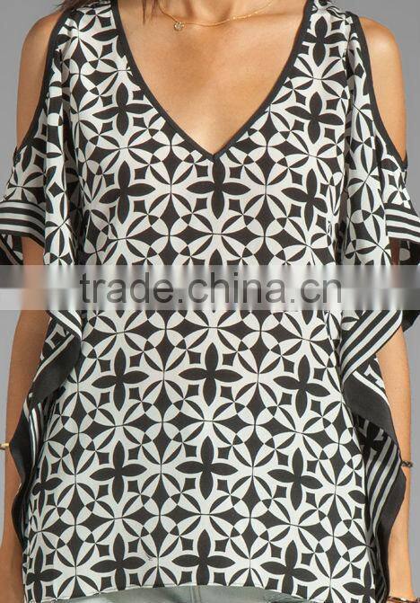 Chiffon Cold Shoulder Top