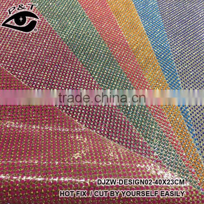 New arrival hot fix rhinestone mesh stripe design iron on resin mesh for garments