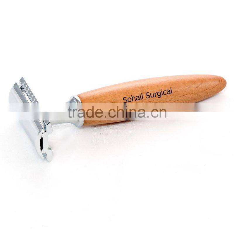 wooden handle safety razor
